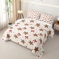 thumbnail image 3 of Manfei Cute Cartoon Stars Twin Quilt Set,Kawaii Bowtie Twin Coverlet Set,Cream Red Brown,Polkadot Reversible,2 Pieces,1 Bedspread and 1 Pillowcase, 3 of 7