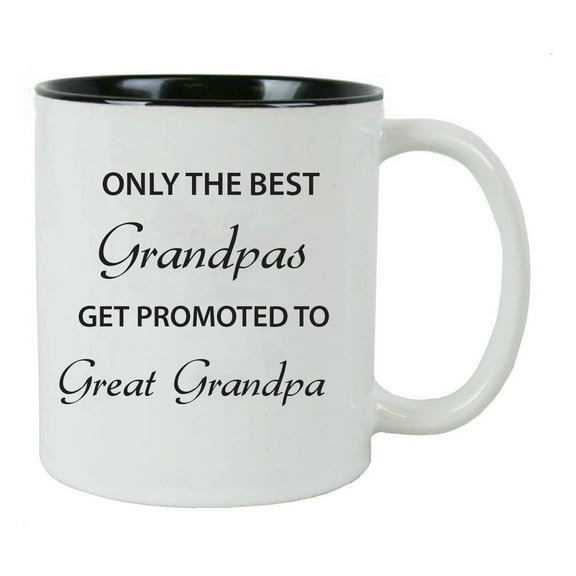 Only the Best Grandpas Get Promoted to Great Grandpa Ceramic Coffee Mug, Black
