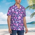 thumbnail image 3 of Pofeuu Skull Rainbow Mushroom Print Hawaiian Shirt for Men Sleeves Casual Button Down Summer Beach Dress Shirts T-Shirts,Large, 3 of 7