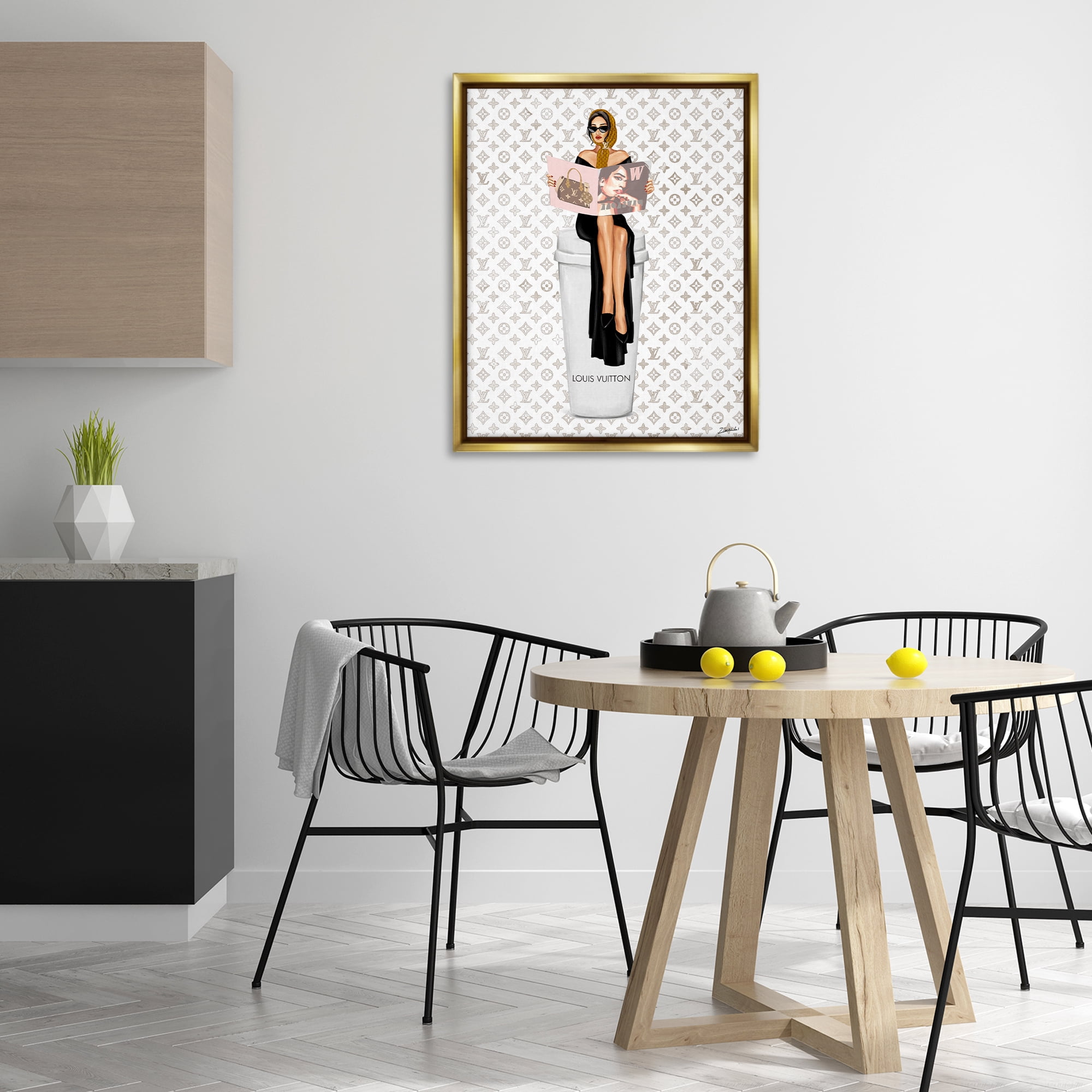 Stupell Industries High Fashion Woman Beauty & Fashion Painting Gold Floater Framed Art Print Wall Art, 25 x 31