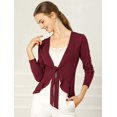 thumbnail image 3 of Women's Tie Front Metallic Ruffled Long Sleeve Open Cardigan, 3 of 6