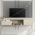 thumbnail image 6 of Floating Entertainment Center with Charging Station, Wall Mounted TV Stand with Yellow Light, Media Console Center with Storage, Modern Shelf Hanging Hutch Component Under TV,59'', 6 of 12