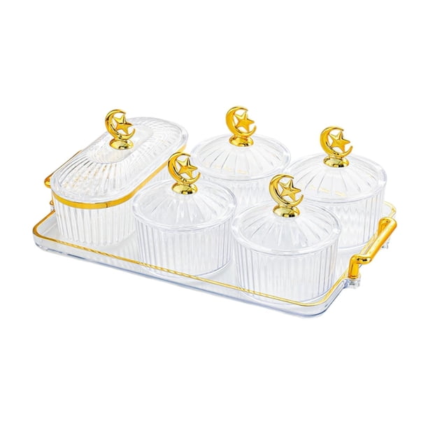 Caja de almacenamiento para platos de frutos secos, aperitivos, platos para servir divididos multiusos listón