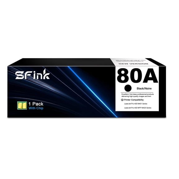 80A (1 Pack) Toner Cartridges Black Compatible for HP80A CF280A Toner Cartridges for LaserJet Pro 400 M401 MFP M425 Series Printer
