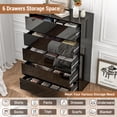 thumbnail image 2 of ChVans 6 Drawer Dresser for Bedroom, 44.7" Tall 31.5" Wide Modern High Gloss Black Dresser with Wood Chest of Drawer Handle Free, Long Dresser for Bedroom, Living Room, Entryway, Hallway, 2 of 9