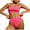Pink, variant on WREESH Womens Two Piece Swimsuit High Waisted Bikini Solid Color High Waisted Small Stripe Bikini Foreign Trade Swimsuit Beach Bathing Suit Orange