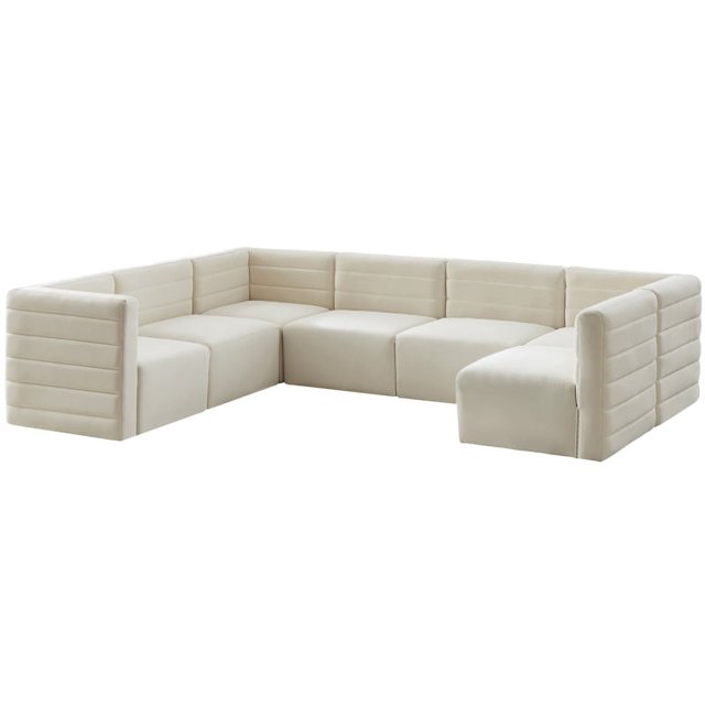 Meridian Furniture Quincy Cream Velvet Modular Sectional