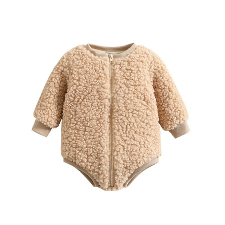 

Baby Infant Newborn Boys Girls Long Sleeve Fleece Winter Romper Jumpsuit Outfits