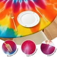 thumbnail image 4 of Colorful Rainbow Tie Dye Spiral Pattern Round Fitted Tablecloth with Elastic Edge,Dining Table Cover Waterproof,Outdoor Round Tablecloth for Camping,Dining,Indoor and Outdoor, 4 of 7