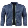 thumbnail image 2 of Men Zip Up Knit Jacket Casual Loose Stand Collar Long Sleeve Jacket, 2 of 6