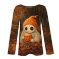 thumbnail image 5 of Ounisa Women's Halloween Print Crew Neck Long Sleeve Top, Soft Casual Pullover with Fun Graphic for Fall Season, 5 of 6