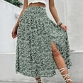 thumbnail image 2 of LWavelet Ditsy Floral Side Slit Maxi Skirt Women Daily Casual Flowy Stylish Versatile Bottoms Army Green M, 2 of 6
