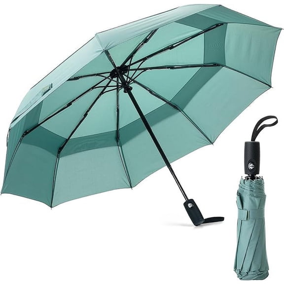 Mr. Pen- Windproof Travel Umbrella, Green, Automatic Compact Umbrellas for Rain