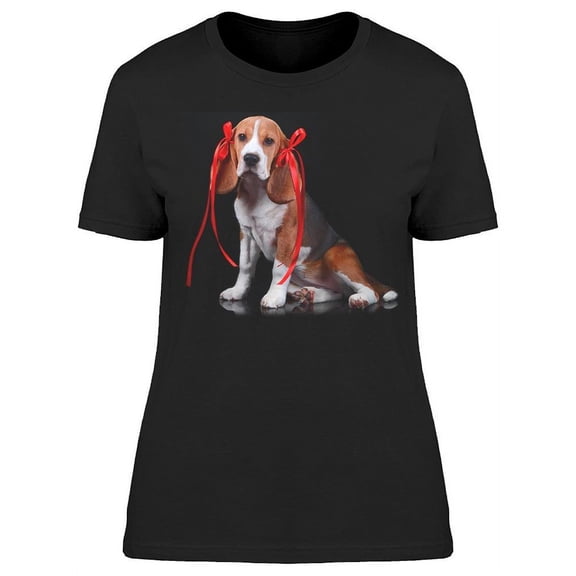 Beagle With Bows On Ears T-Shirt Women -Image by Shutterstock, Female 3X-Large