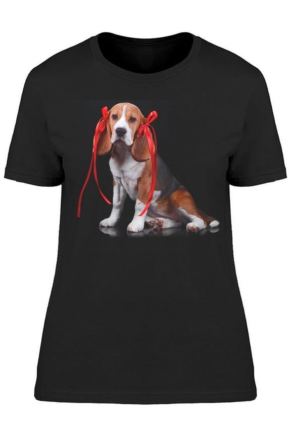 Beagle With Bows On Ears T-Shirt Women -Image by Shutterstock, Female Medium