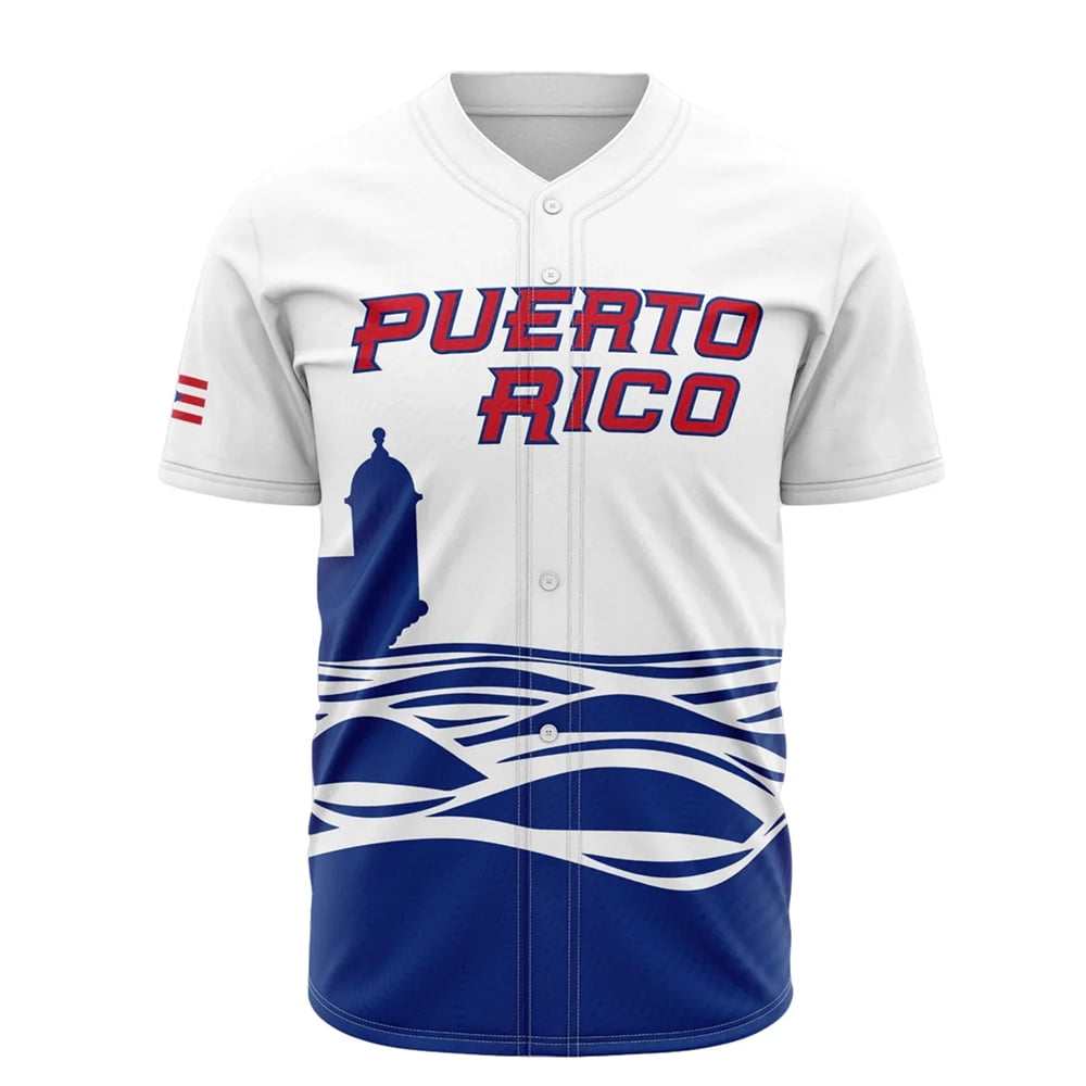 Custom Men's Puerto Rico Baseball Jersey Classical Short Sleeve Shirt