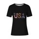 thumbnail image 4 of Tops de Ajuste Suelto para las Mujeres Sudadera Casual Impresa Manga Corta Cuello Redondo Superior, Poliéster, 4 of 7