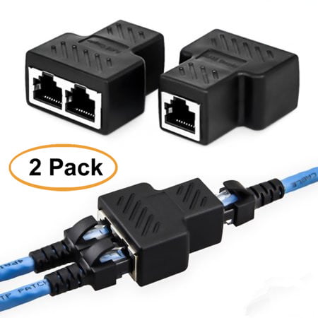 2pcs RJ45 1 to 2 Socket Female LAN Ethernet Cable Connector Splitter Extender