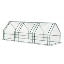 Aoodor 9 ft. x 3 ft. x 3 ft. Mini Greenhouse with 3 Zipper Doors, Water Resistant UV Protected for Flowers, vegetables and herbs - Transparent