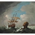thumbnail image 2 of Peter Monamy 13x12 Black Ornate Wood Framed Double Matted Museum Art Print Titled: Running Through Perilous Waters, 2 of 5