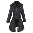 thumbnail image 2 of XUNKUSGA Women Gothic Steampunk Jacket Medieval Victorian Lace Trim Tailcoat Jacket Vintage Button Long Sleeve Turndown Collar Halloween Costume Jacket for Party,S, 2 of 6