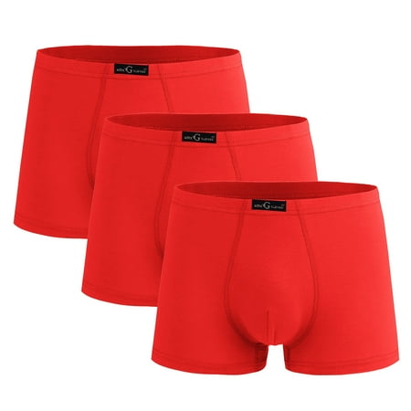 Men s Cotton Briefs  Mid Waist  Breathable Shorts  Comfortable Waistband  Casual Underwear  Daily Wear  Soft Fabric  Lightweight  Seamless Design  Womens Plus Size Tops Clearance | Red XXL