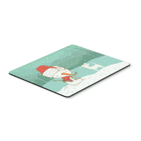 White Chihuahua Snowman Christmas Mouse Pad Hot Pad or Trivet