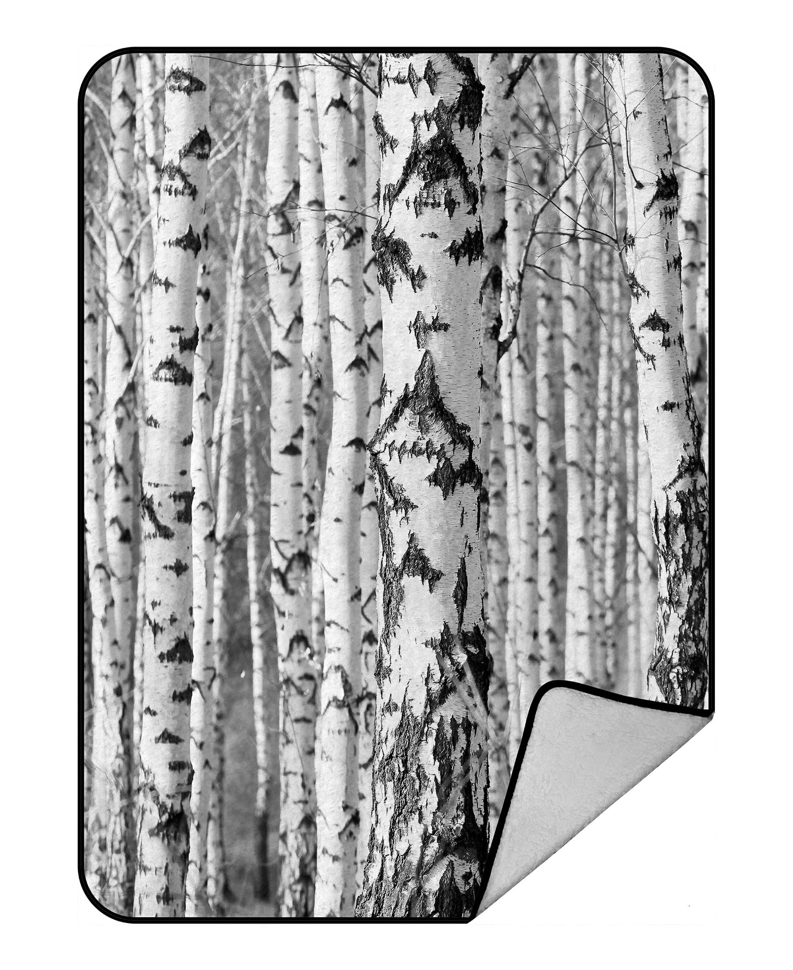 ECZJNT birch trees trunks black white natural Throw Blanket Fleece