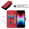 thumbnail image 3 of Nalacover Wallet Case for iPhone SE 2022/SE 2020/iPhone 8/iPhone 7, Skin-Friendly PU Leather Shoulder Strap Lanyard Crossbody Magnetic Flip Cover with Card Slots Kickstand Shockproof Case,Red, 3 of 9