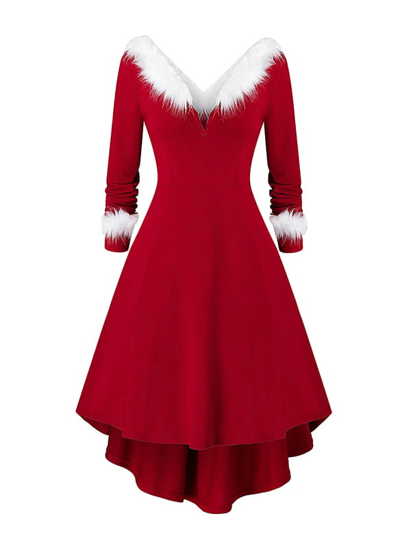 Toamen Womens Christmas Dress Vintage Sleeveless Xmas Santa Snowflake Elk Print Skater Swing Evening Party Dress Elegant A-line Dress