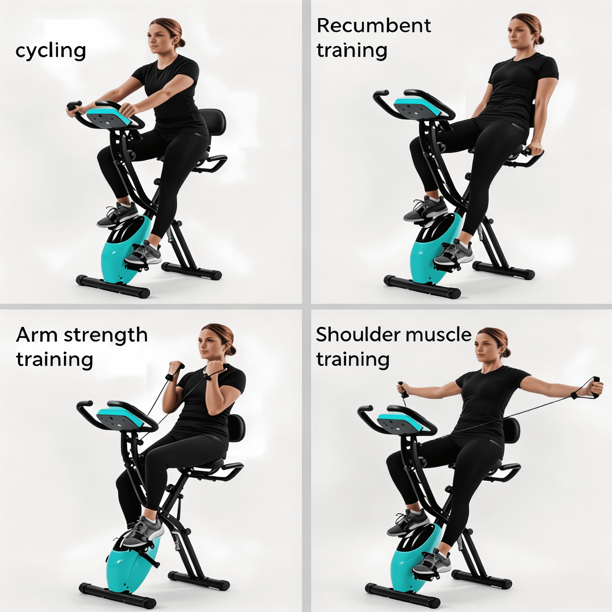 【EverNest Living】4-in-1 Folding Exercise Bike, Magnetic Stationary Bicycle, Green
