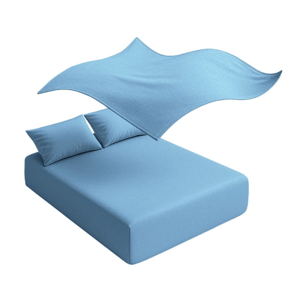 Juego de Sábanas Queen Size Spring Air Bamboo Sense Tacto Seda Transpirable Azul