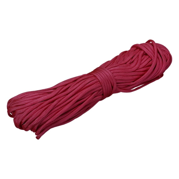 Uxcell 1/8" Paracord Rope, 100ft 7 Strand Heavy Duty Camping Rope Braided Polypropylene Ropes, Lightweight Tie-Downs Utility Cord for Marine, Indoor & Outdoor, Dark Red