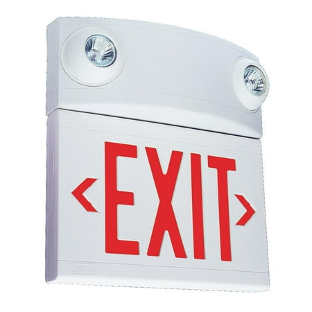 Dual-Lite LTURW33V11 LED Exit Sign & Emergency Light Combo, 10W Red Letters Remote Single/Double Face, Halogen Emergency Lights