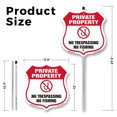 thumbnail image 2 of Private Property Shield Sign No Trespassing No Fishing (2 Pack) 12 inch X 12 inch Shield Shaped Rust-Free Aluminum Metal Signs with Aluminum Mounting Stakes Weather Resistant for, 2 of 8