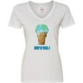 thumbnail image 3 of Inktastic Keep It Cool Melting Earth Ice Cream Cone Women's V-Neck T-Shirt, 3 of 5