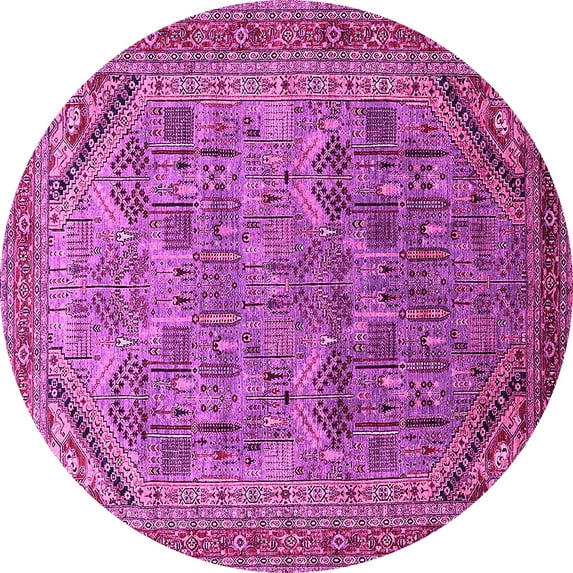 Ahgly Company Indoor Round Oriental Pink Industrial Area Rugs, 4' Round