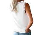 thumbnail image 3 of Camiseta de mujer Jumpingount Blusa casual sin mangas con cuello en V de encaje Blanco S, 3 of 7