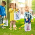 thumbnail image 7 of Easter Bunny Basket Bags for Kids, Sequin Rabbit Pattern Egg Basket Hunt Bags Personalized Canvas Cotton Bucket with Fluffy Tail for Easter Eggs, Candy, Gift, 7 of 7