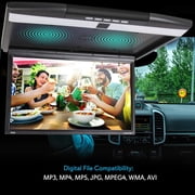 PYLE PLRV1725 - Vehicle Flip-Down Display Screen - Roof Mount Monitor with 1080p Support, HDMI/USB/Micro SD/IR/FM Transmitter (17.3’’ -inch Display)