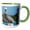 Green/White, variant on 3drose, Usa, Florida - Pelican Perched on Pylon., 11oz Two-tone Blue Mug