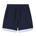 thumbnail image 3 of WAVSUF Boys Summer Shorts Soft Loose Fit Elastic Waist with Pockets Back to School Daily Cotton Shorts White 14-16, 3 of 10