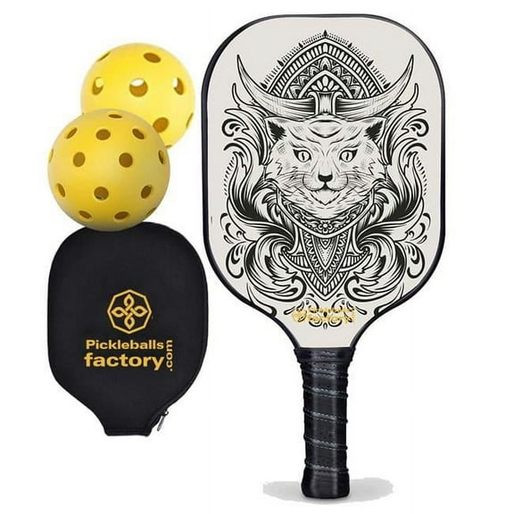 Pickleball Factory PB0003-10-G Pickleball Rackets - Egyptian Cat Level Up Pickleball, Pickleball Paddles for Intermediate Players, Glassfiber Graphite