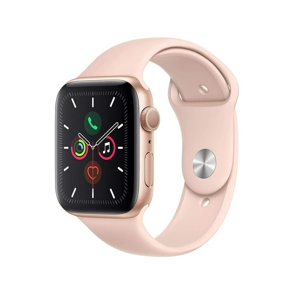 Restored Apple Watch Series 5 44MM GPS   Cellular Stainless Steel Gold Pink Sport Band (Refurbished)