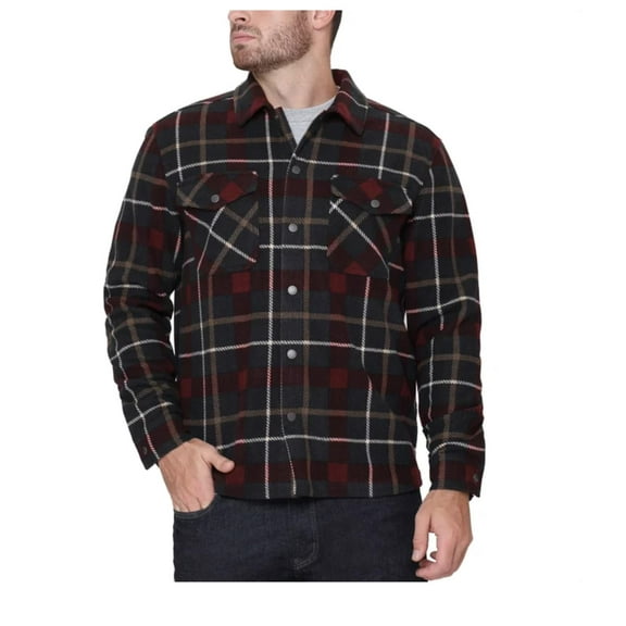 The B.C. Clothing Co. Heritage Men's Textured Flannel Shirt (US, Alpha, Small, Regular, Regular, Red)