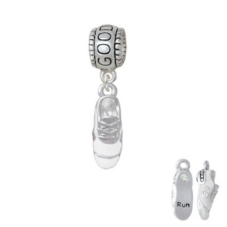 3-D White Running Shoe - Good Luck Charm Bead
