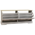 thumbnail image 2 of 17.71 in. H x 41.33 in. W Antique White Shoe Cabinet with 2 Flip Drawers and Adjustable Shelf, 2 of 11