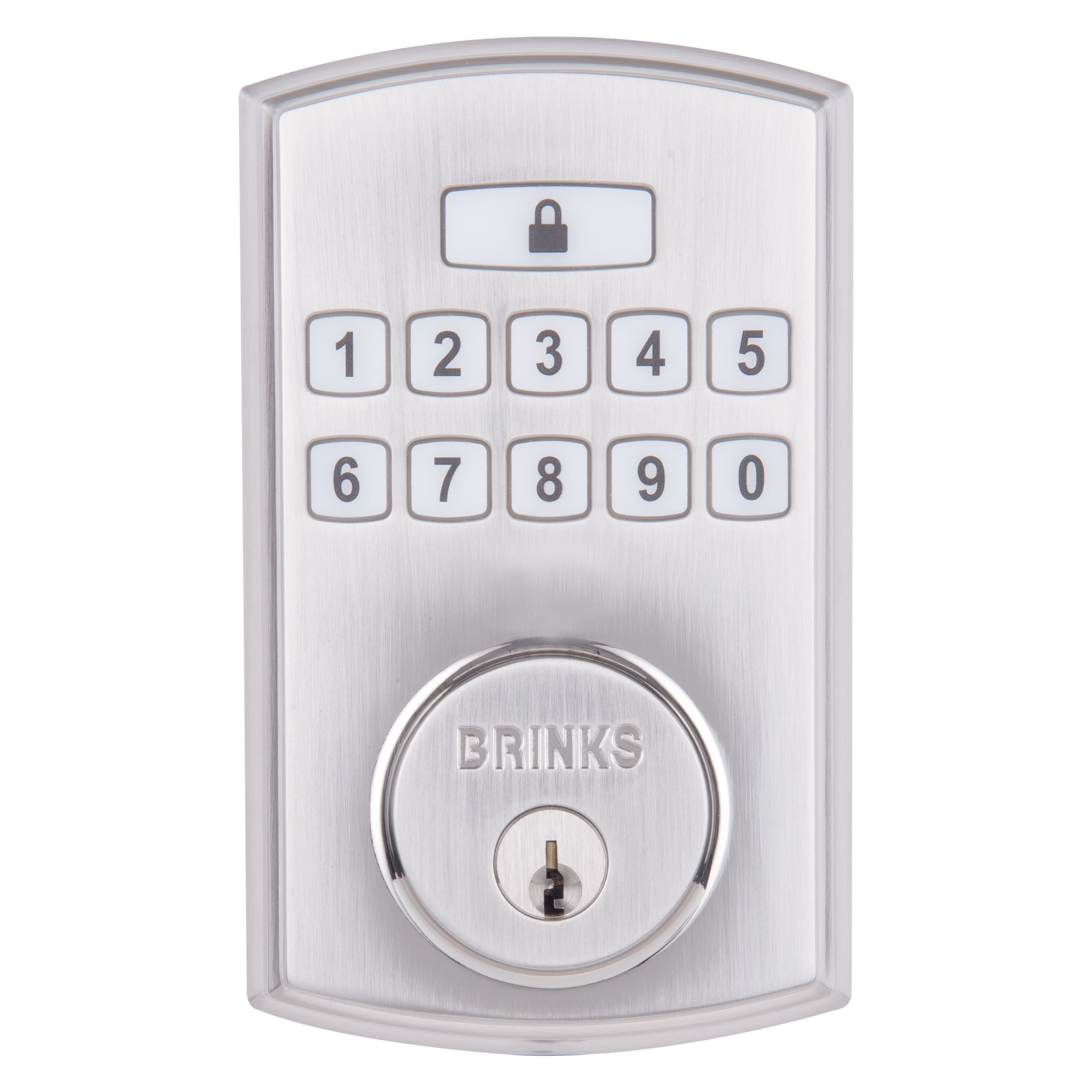(2 pack) Brinks Electronic Keypad Single Cylinder Deadbolt Lock with Pro-Guard, Satin Nickel Finish