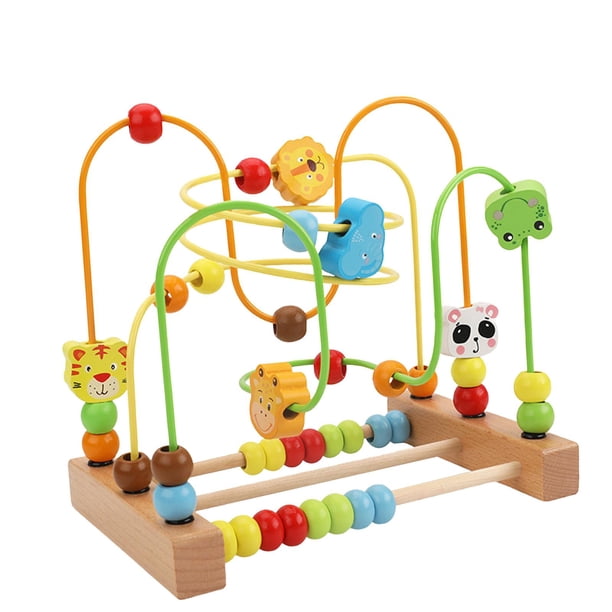 Laberinto de cuentas de madera, juguete educativo circular, habilidades sensoriales, matemáticas para niños. Animal