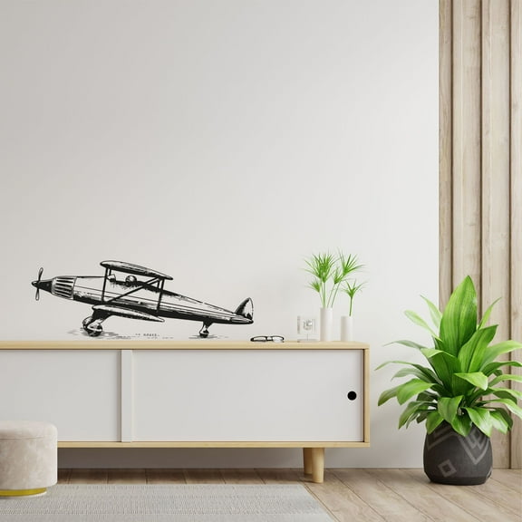 Airplane Take Off Silhouette Flying Air Plane Jet Helicopter Wall Sticker Art Decal for Girls Boys Kids Room Bedroom Nursery House Fun Home Decor Stickers Wall Art Vinyl Decoration Size (20x30 inch)